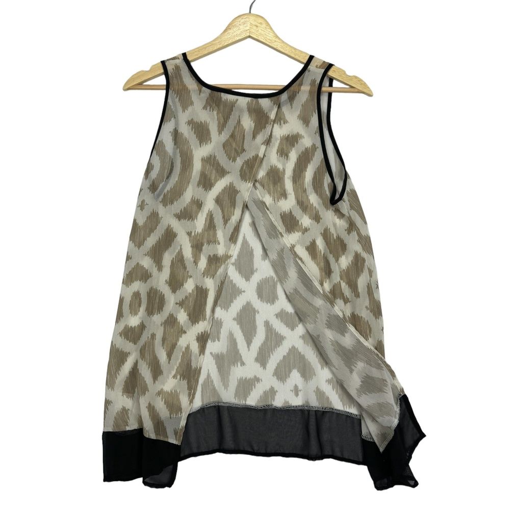 New York & Company Sheer Tank Top Blouse Beige Womens Size Small Open Back Top - Picture 3 of 12
